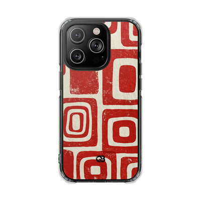 Vermilion Block Motif · Clear Impact Magnetic Phone Case for iPhone · Red