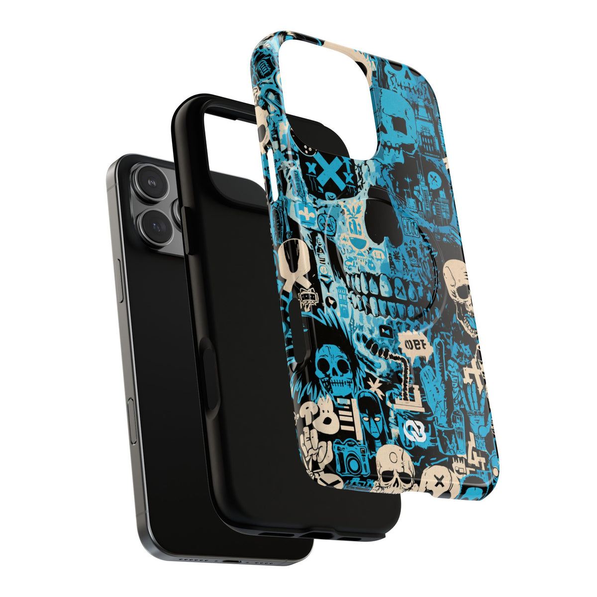 Electric Skull Graffiti · Tough 2.0 Magnetic Phone Case for iPhone · Blue
