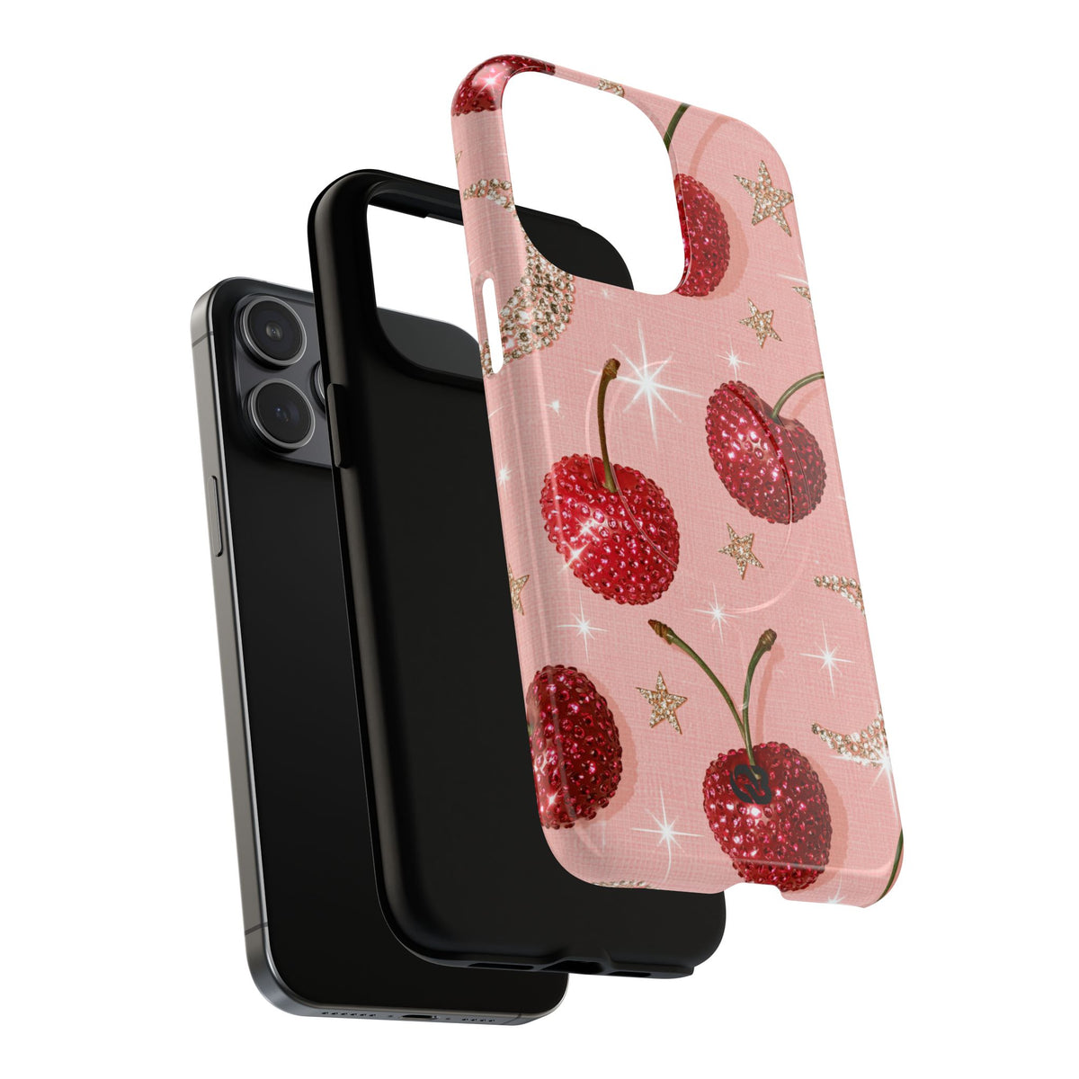 Bedazzled Ruby Cherries · Tough 2.0 Magnetic Phone Case for iPhone · Pink