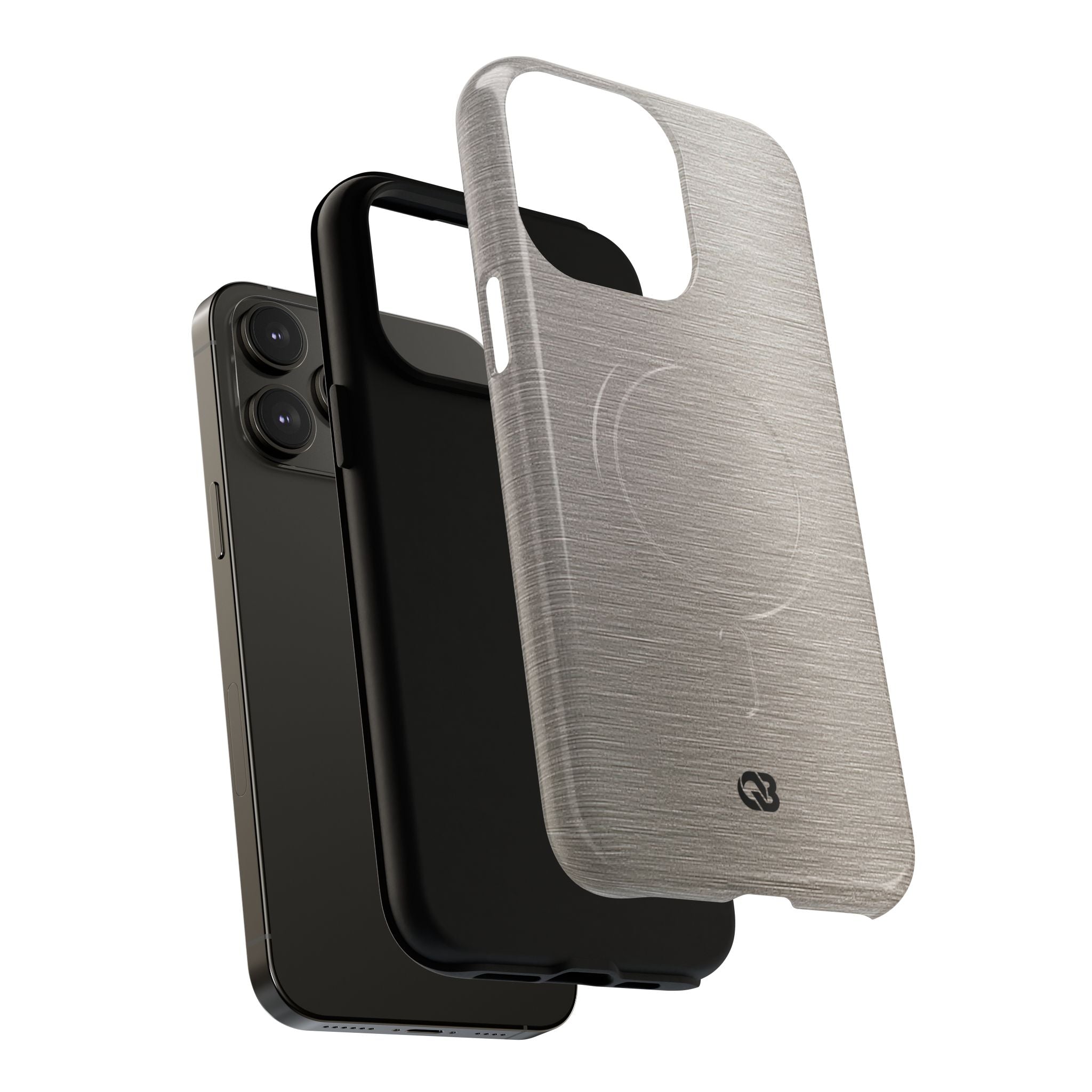Grey Tough 2.0 Magsafe Phone Case for iPhone - Brushed Nickel Linen