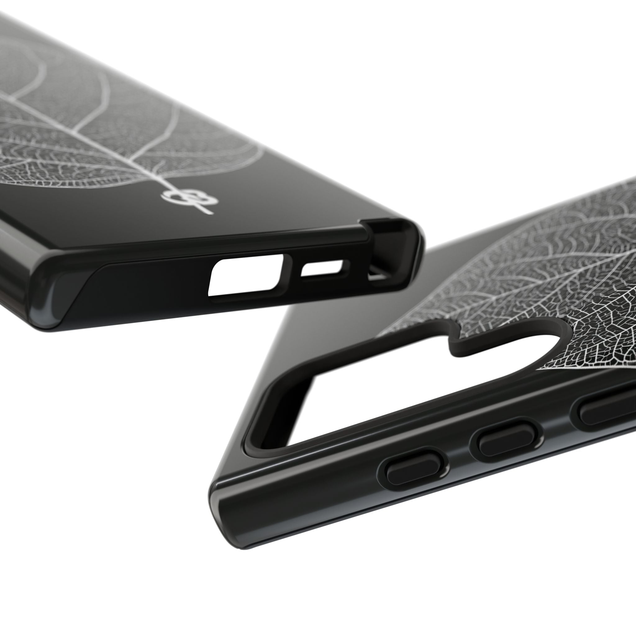 Black Tough Phone Case for Samsung - Bleached Leaf Lattice