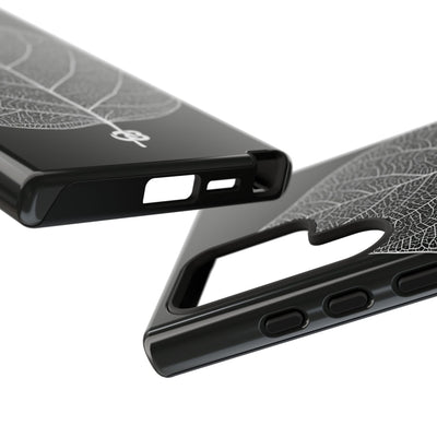 Black Tough Phone Case for Samsung - Bleached Leaf Lattice