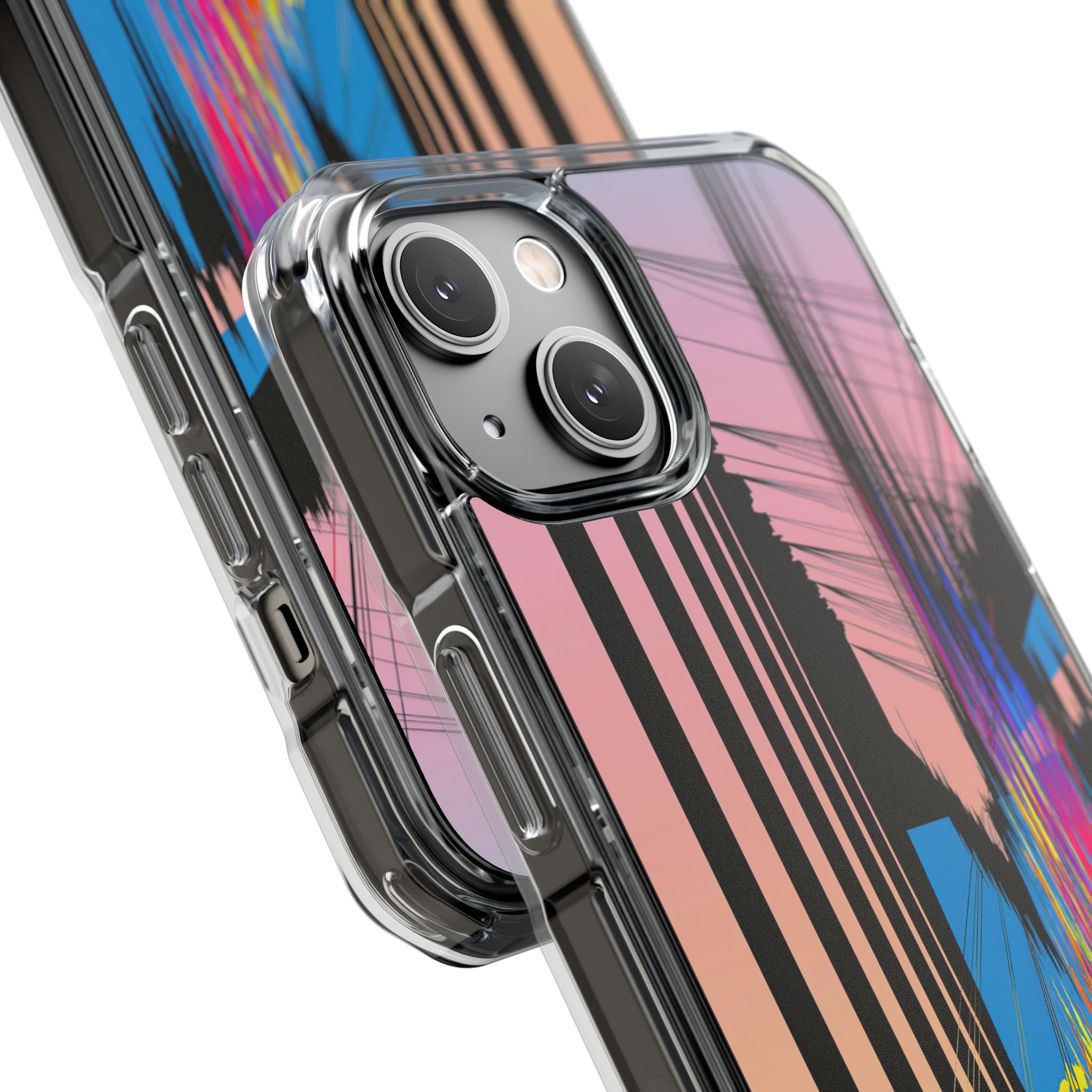 Blue Impact MagSafe Phone Case for iPhone - Fractured Data Skyline