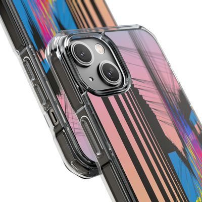 Blue Impact MagSafe Phone Case for iPhone - Fractured Data Skyline