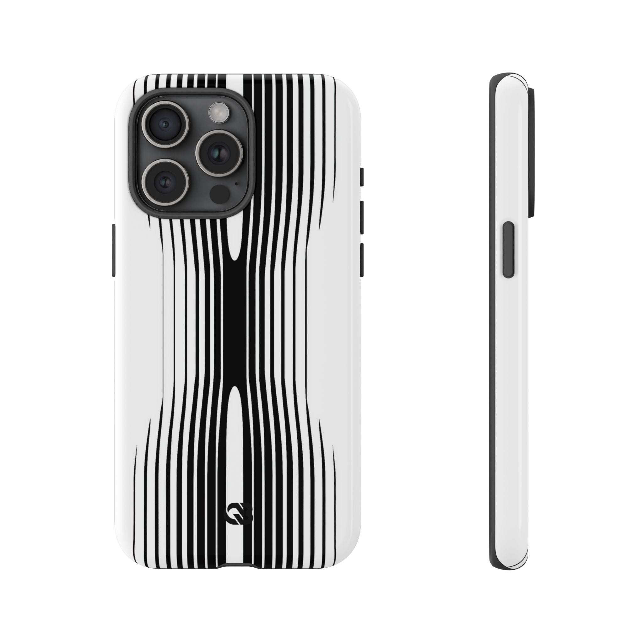 White Tough Phone Case for iPhone - Kinetic Mono Distortion