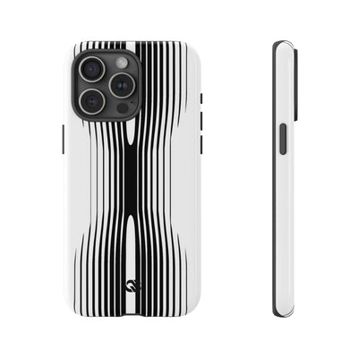White Tough Phone Case for iPhone - Kinetic Mono Distortion