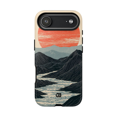 Beige Tough Phone Case for iPhone - Crimson Ridge Flow