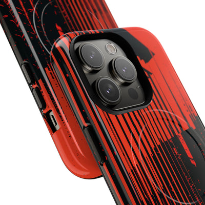 Red Tough 2.0 Magsafe Phone Case for iPhone - Crimson Brutalist Distortion