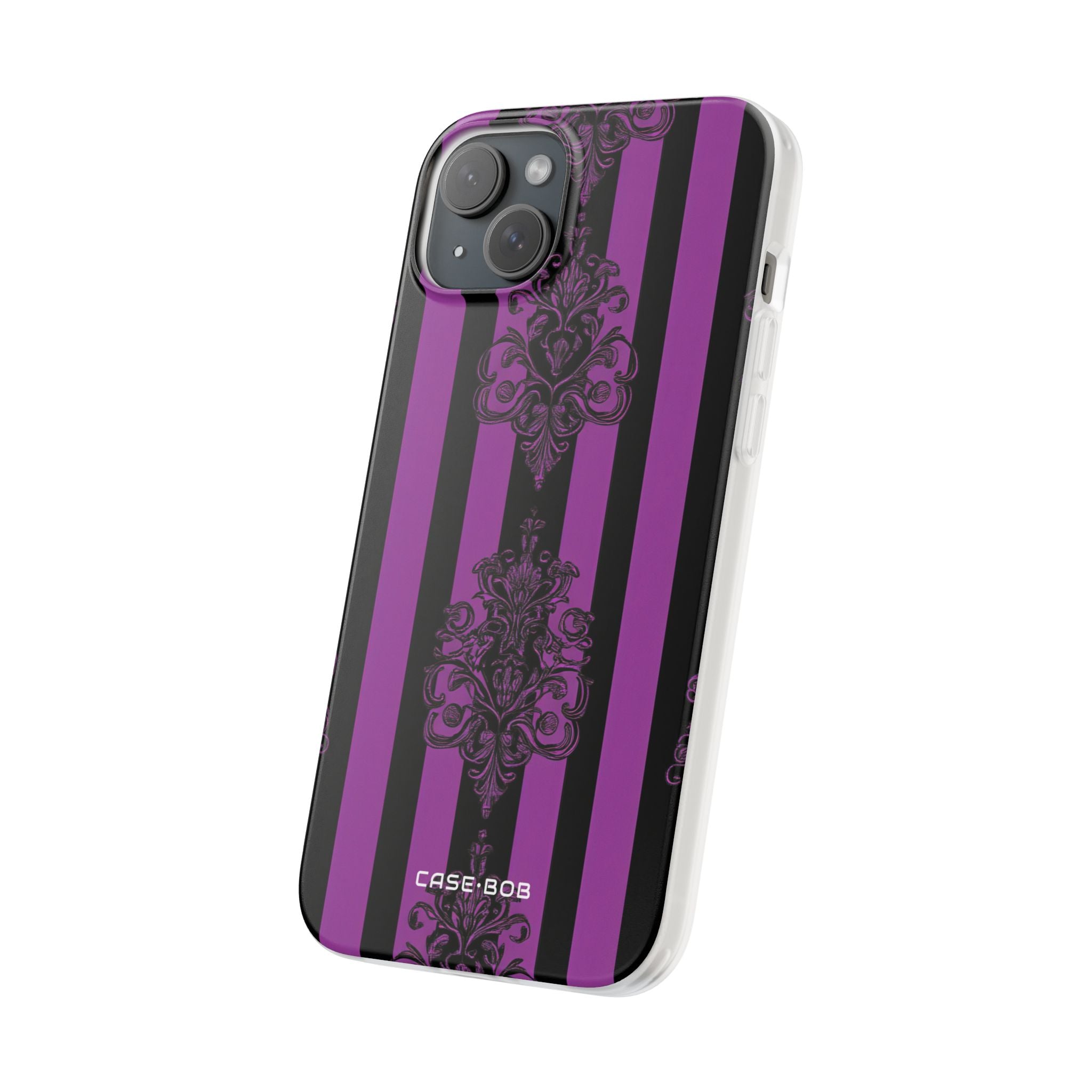 Damask Elegance Lilla iPhone 15 Plus Cover - Blød