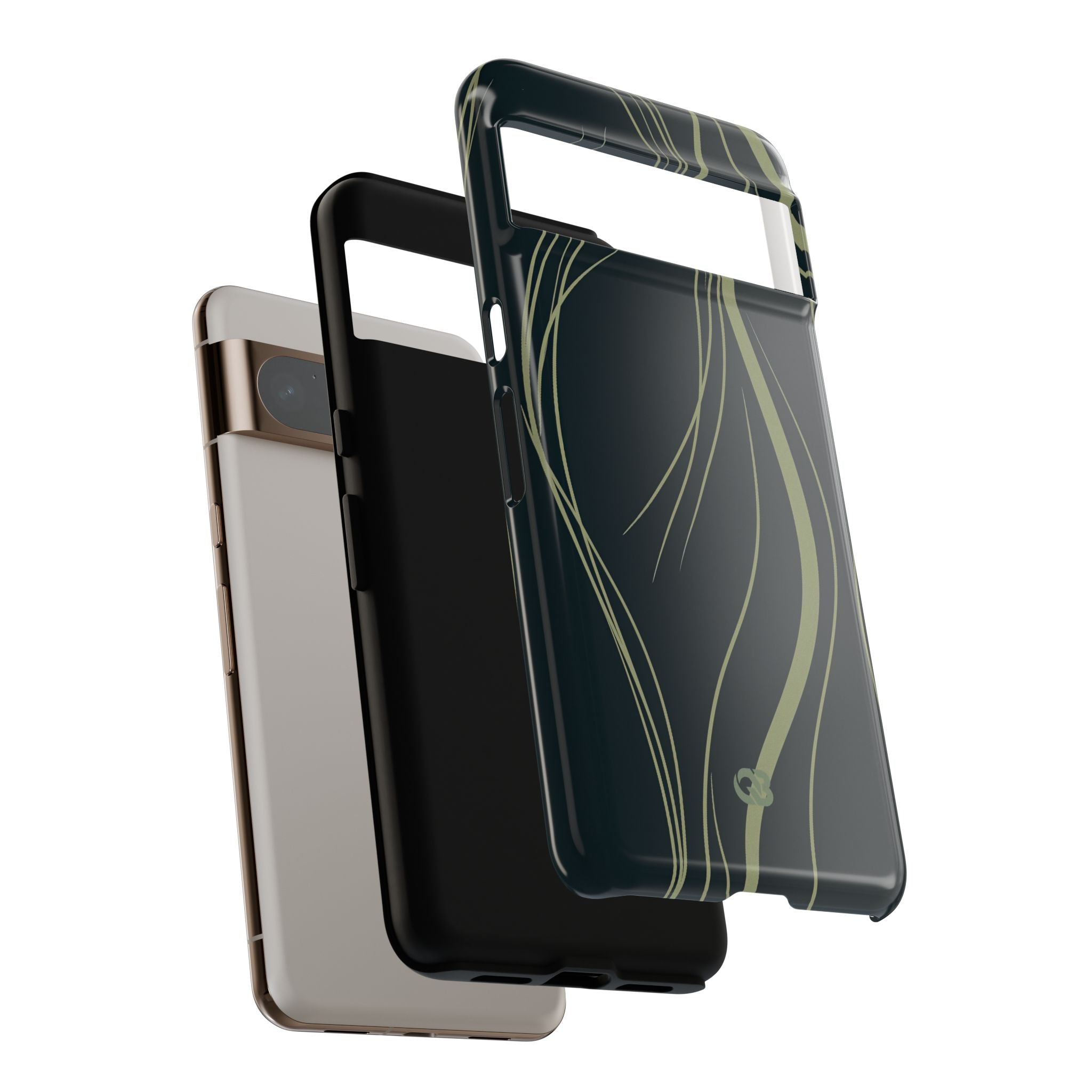 Green Tough Phone Case for Google Pixel - Obsidian Sage Flow