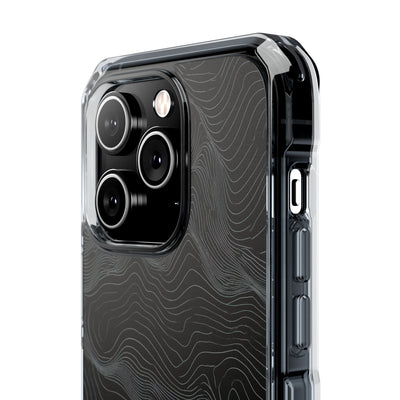 Black Impact MagSafe Phone Case for iPhone - Obsidian Topo Wireframe