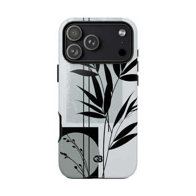 Grey Tough Phone Case for iPhone - Sage Bamboo Noir