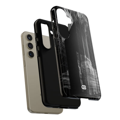Black Tough Phone Case for Samsung - Ghost Urban Wireframe