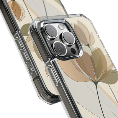Beige Impact MagSafe Phone Case for iPhone - Muted Ochre Petals