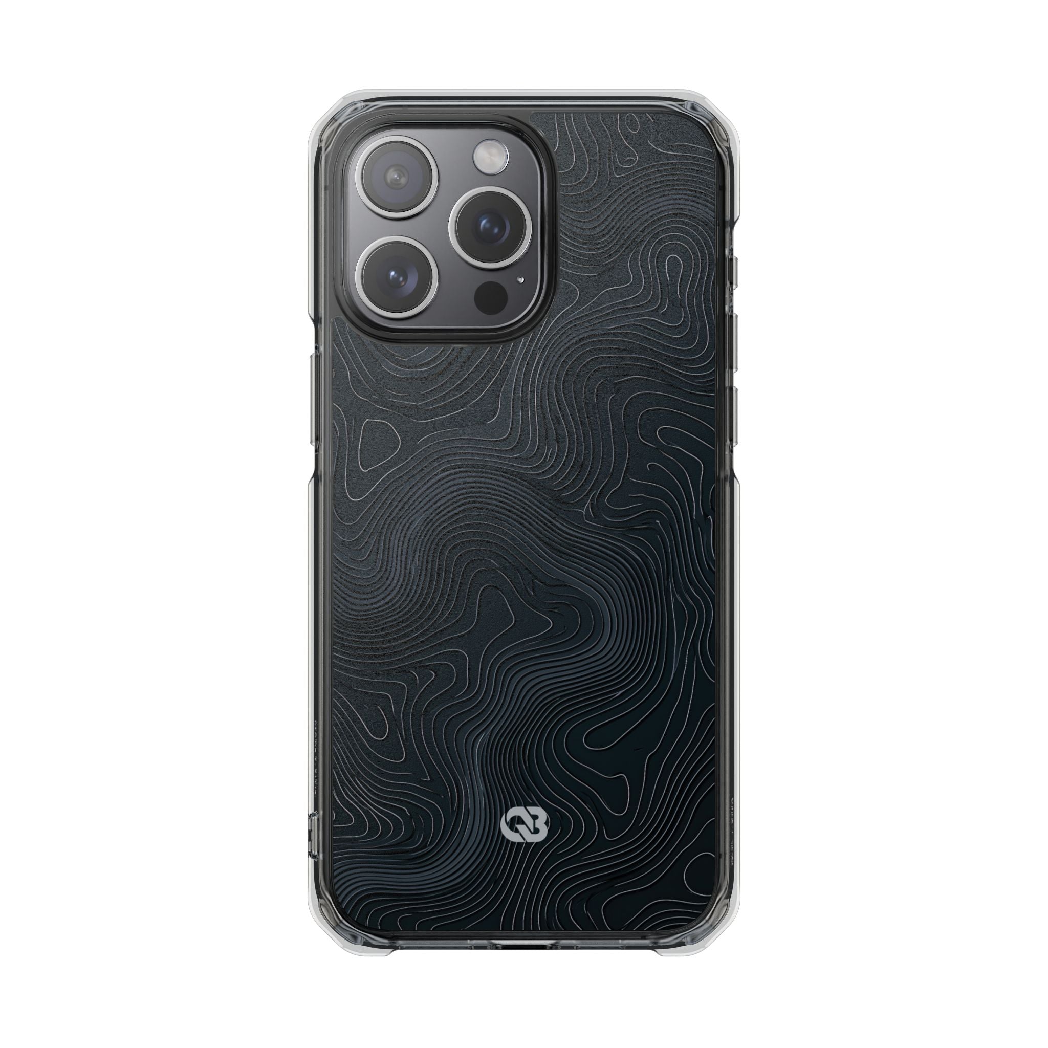 Black Impact MagSafe Phone Case for iPhone - Obsidian Ridge Topo