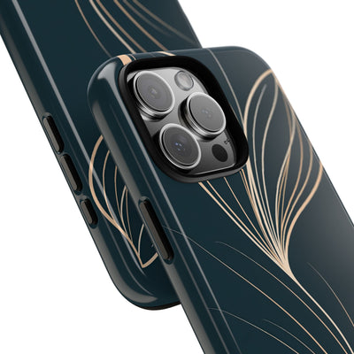 Teal Tough Phone Case for iPhone - Sandstone Silk Flora