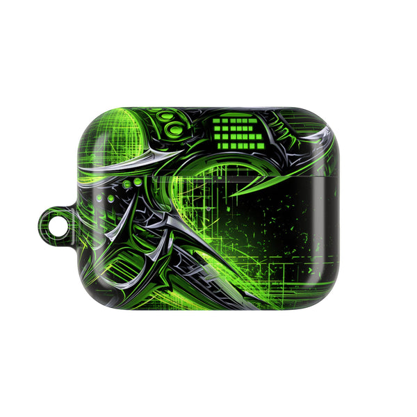 Cyber Sigil Grid · Hard Case for AirPods & AirPods Pro · Green