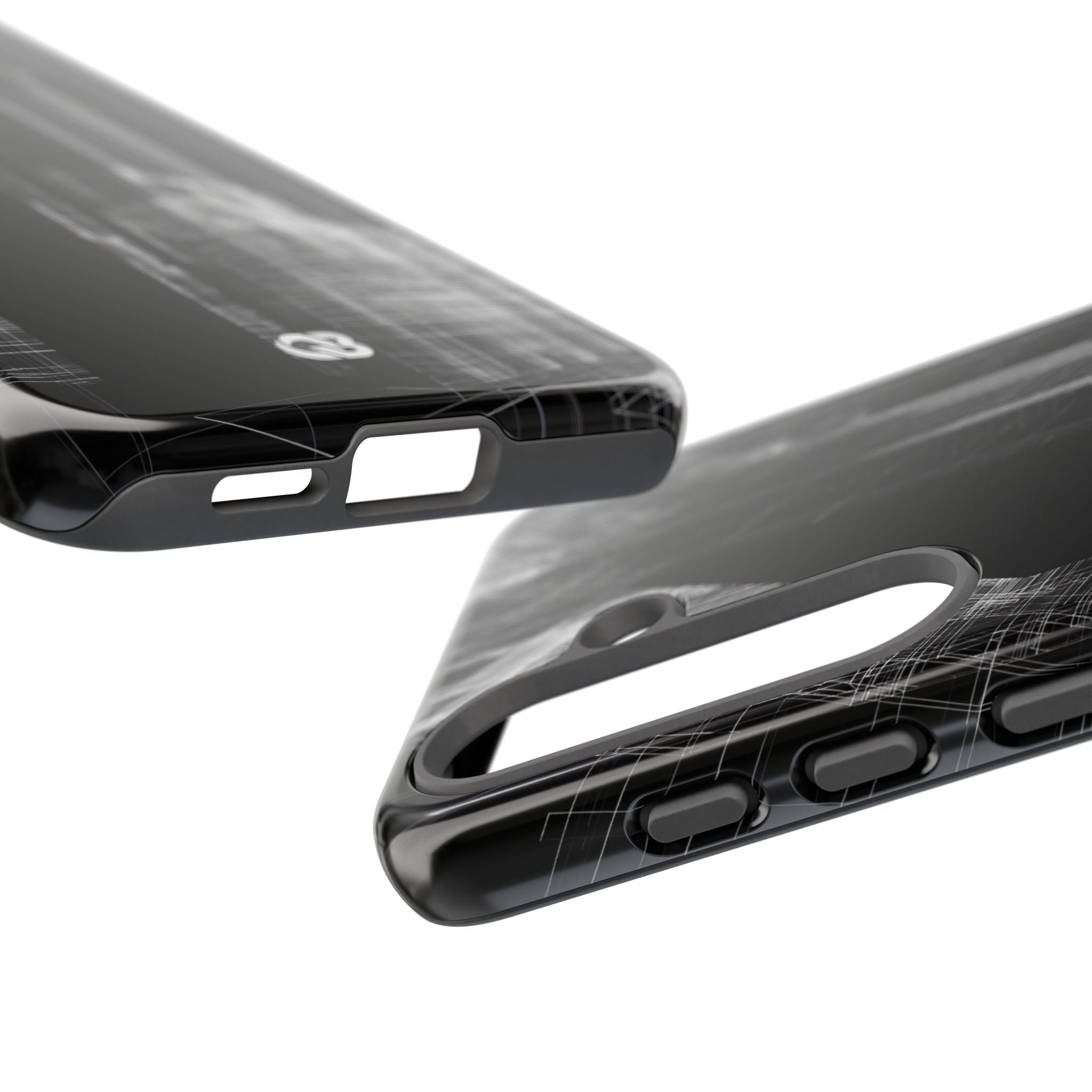 Black Tough Phone Case for Samsung - Ghost Urban Wireframe