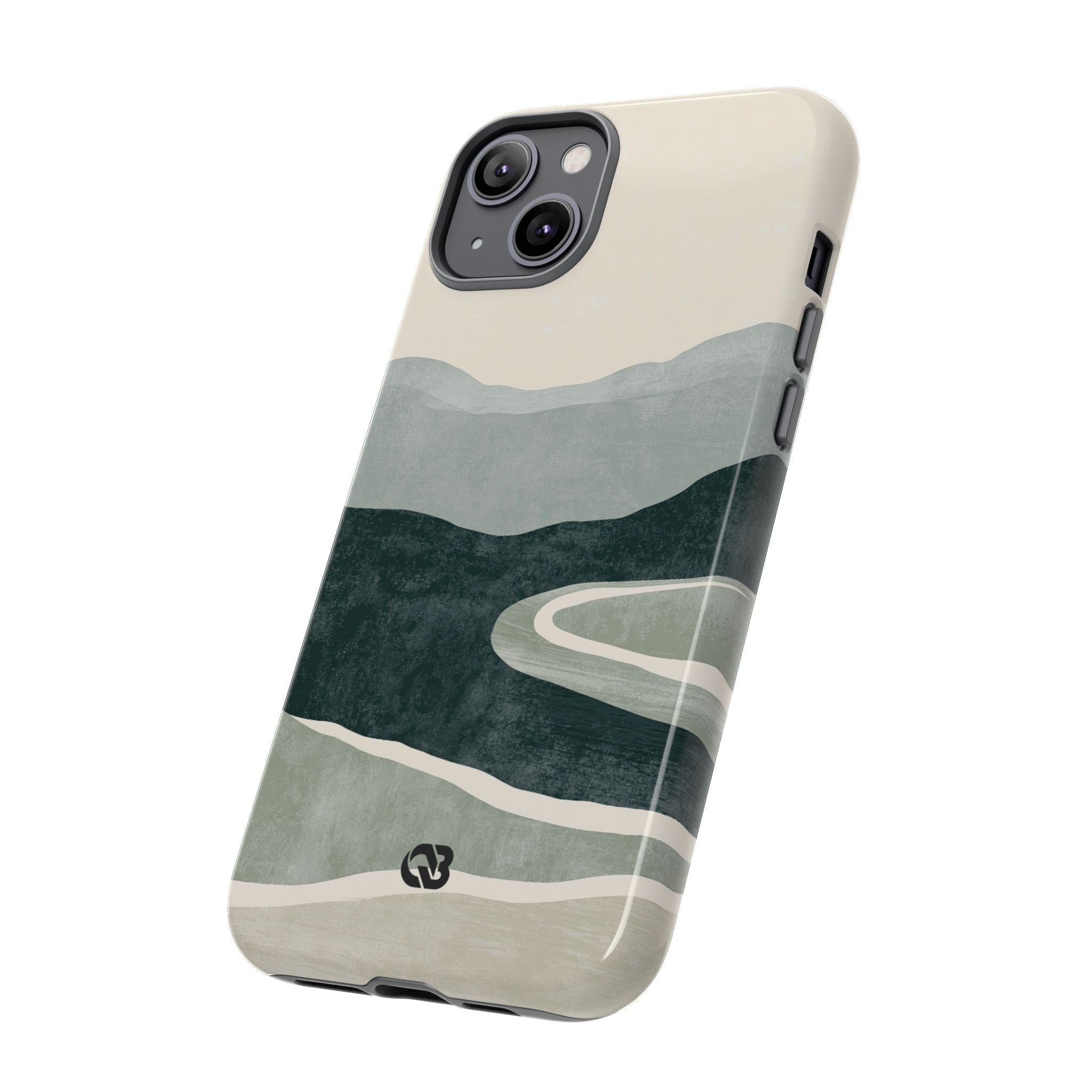 Green Tough Phone Case for iPhone - Misty Sage Valley