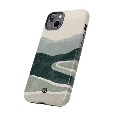 Green Tough Phone Case for iPhone - Misty Sage Valley