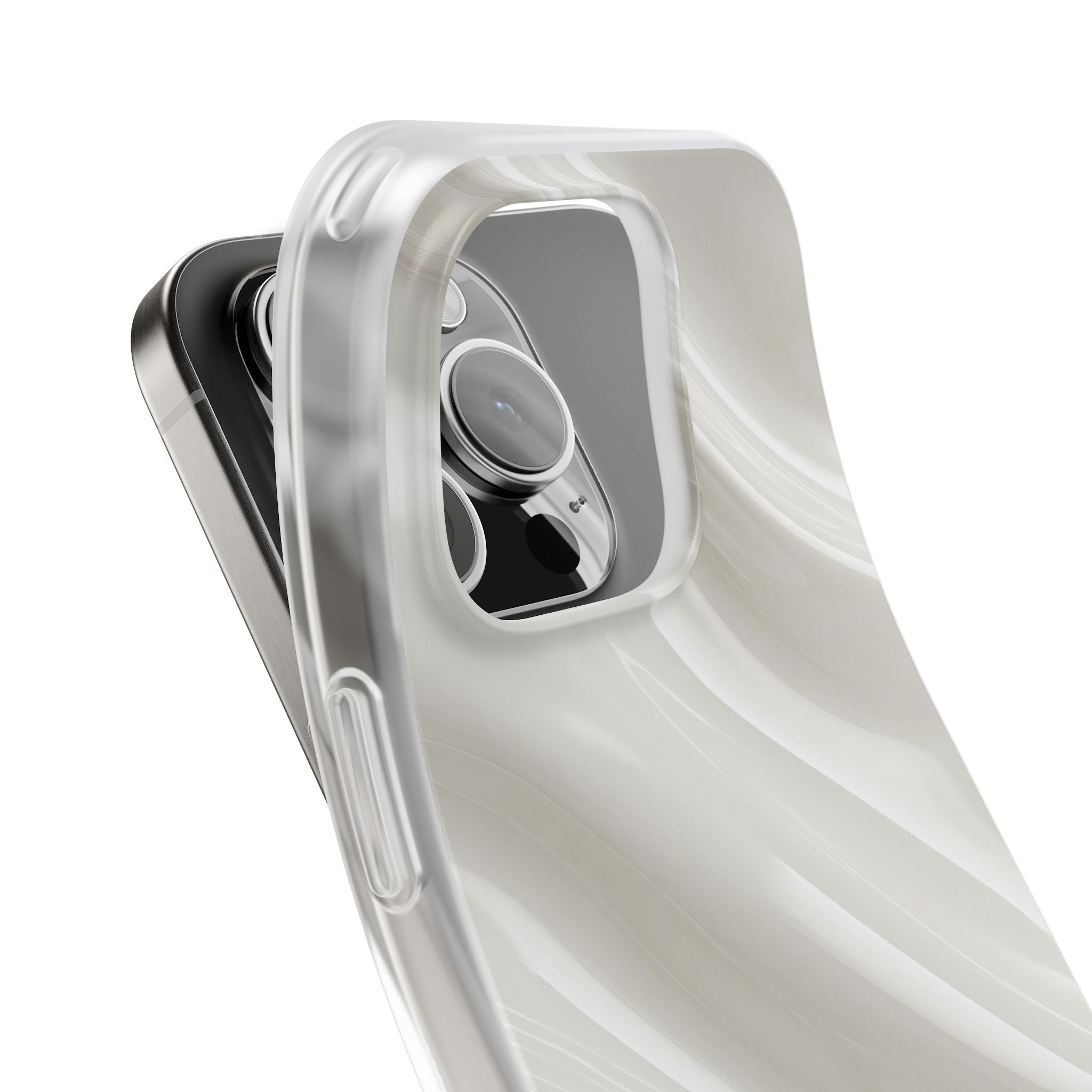 White Lite Phone Case for iPhone - Polished Ivory Wave