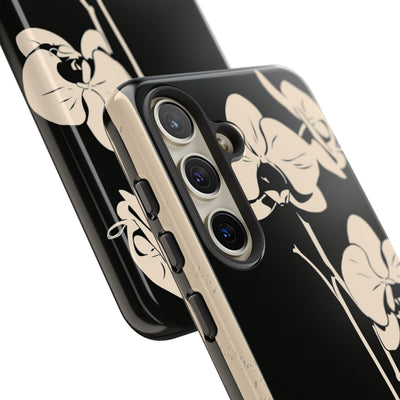Black Tough Phone Case for Samsung - Obsidian Bone Orchid