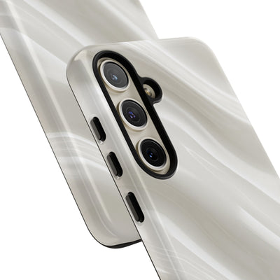 White Tough Phone Case for Samsung - Polished Ivory Wave