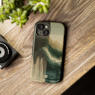 Beige Tough Phone Case for iPhone - Veridian Data Ridge