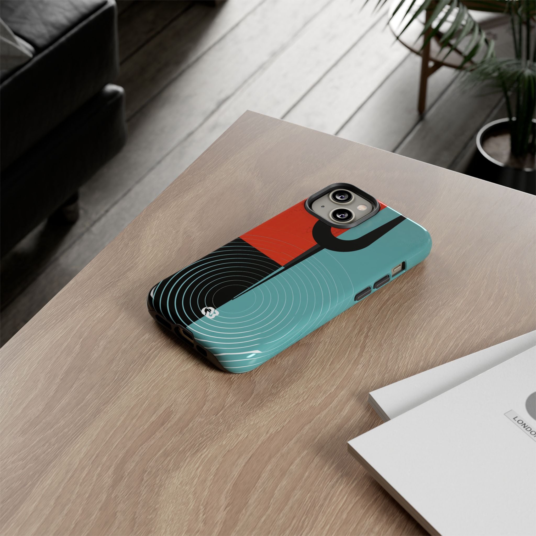 Teal Tough Phone Case for iPhone - Sonic Static Split