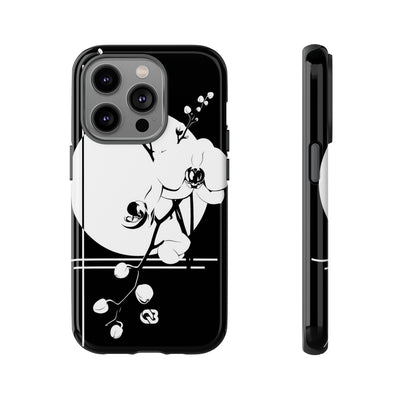 Black Tough Phone Case for iPhone - Lunar Orchid Grid