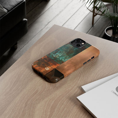 Teal Tough Phone Case for iPhone - Verdigris Copper Slab