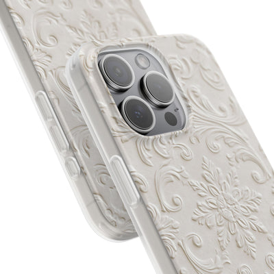White Lite Phone Case for iPhone - Alabaster Floral Relief