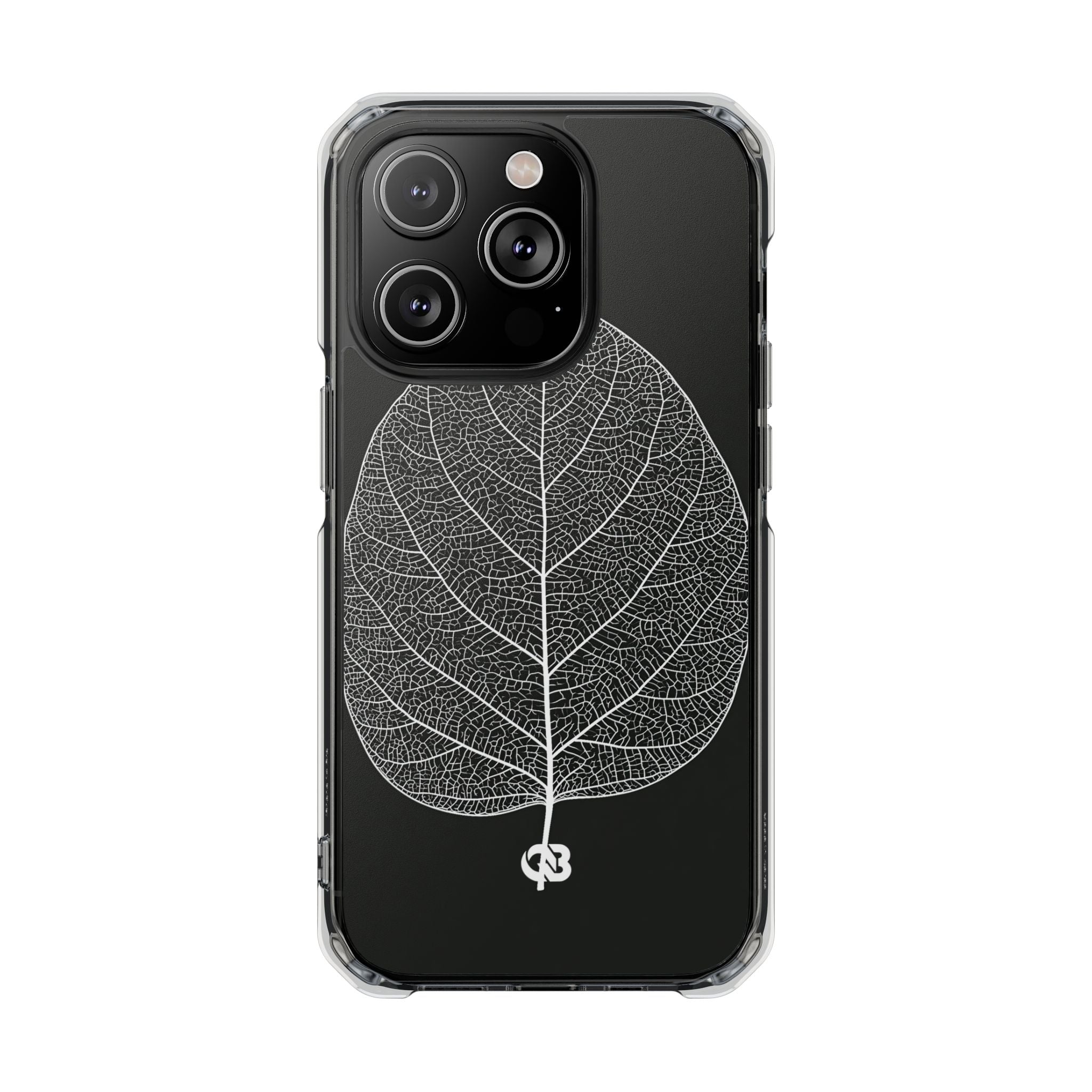 Black Impact MagSafe Phone Case for iPhone - Bleached Leaf Lattice