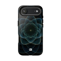 Blue Tough Phone Case for iPhone - Celestial Wireframe Bloom