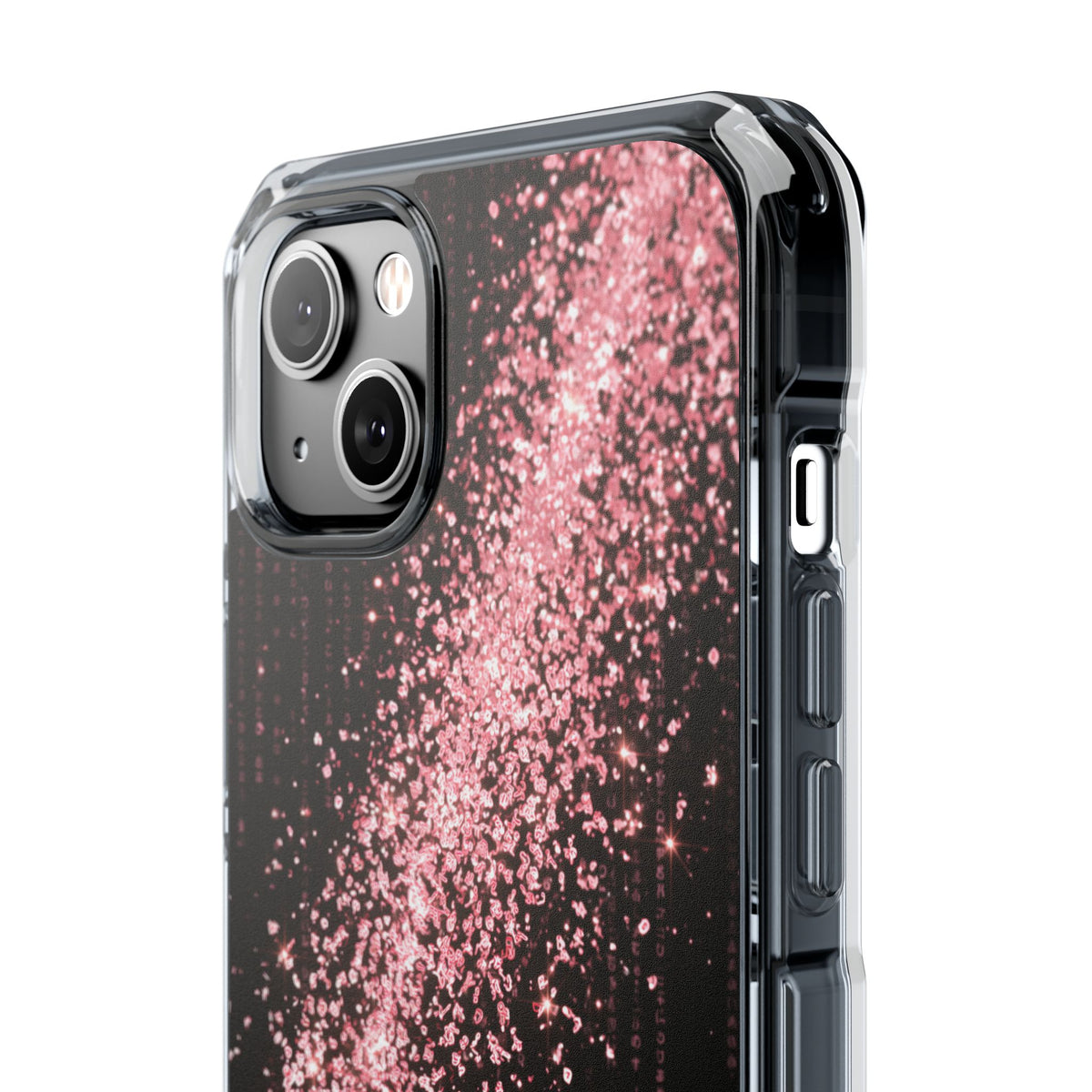 Rose Digital Cascade · Clear Impact Magnetic Phone Case for iPhone · Pink