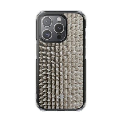 Beige Impact MagSafe Phone Case for iPhone - Bone Spiked Grid