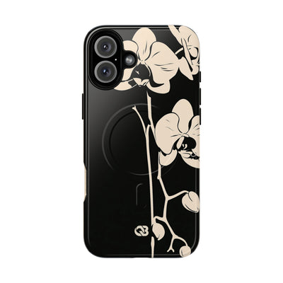 Black Tough 2.0 Magsafe Phone Case for iPhone - Obsidian Bone Orchid