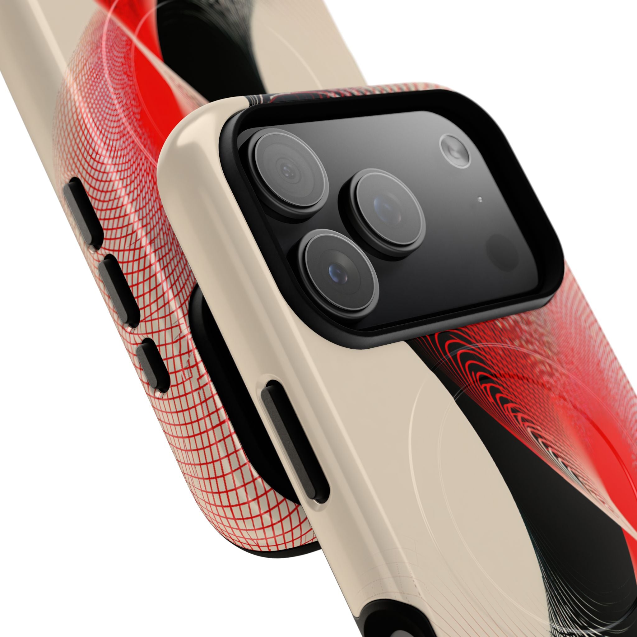 Red Tough 2.0 Magsafe Phone Case for iPhone - Crimson Grid Vortex