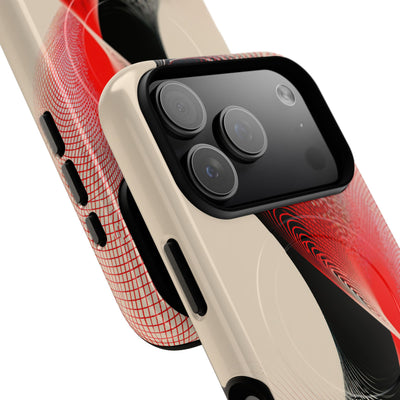 Red Tough 2.0 Magsafe Phone Case for iPhone - Crimson Grid Vortex