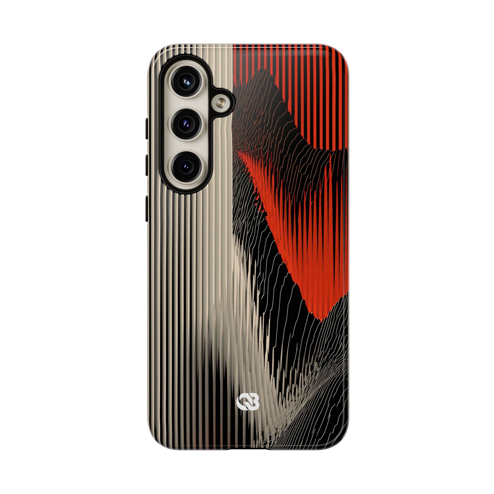 Red Tough Phone Case for Samsung - Crimson Pulse Topo