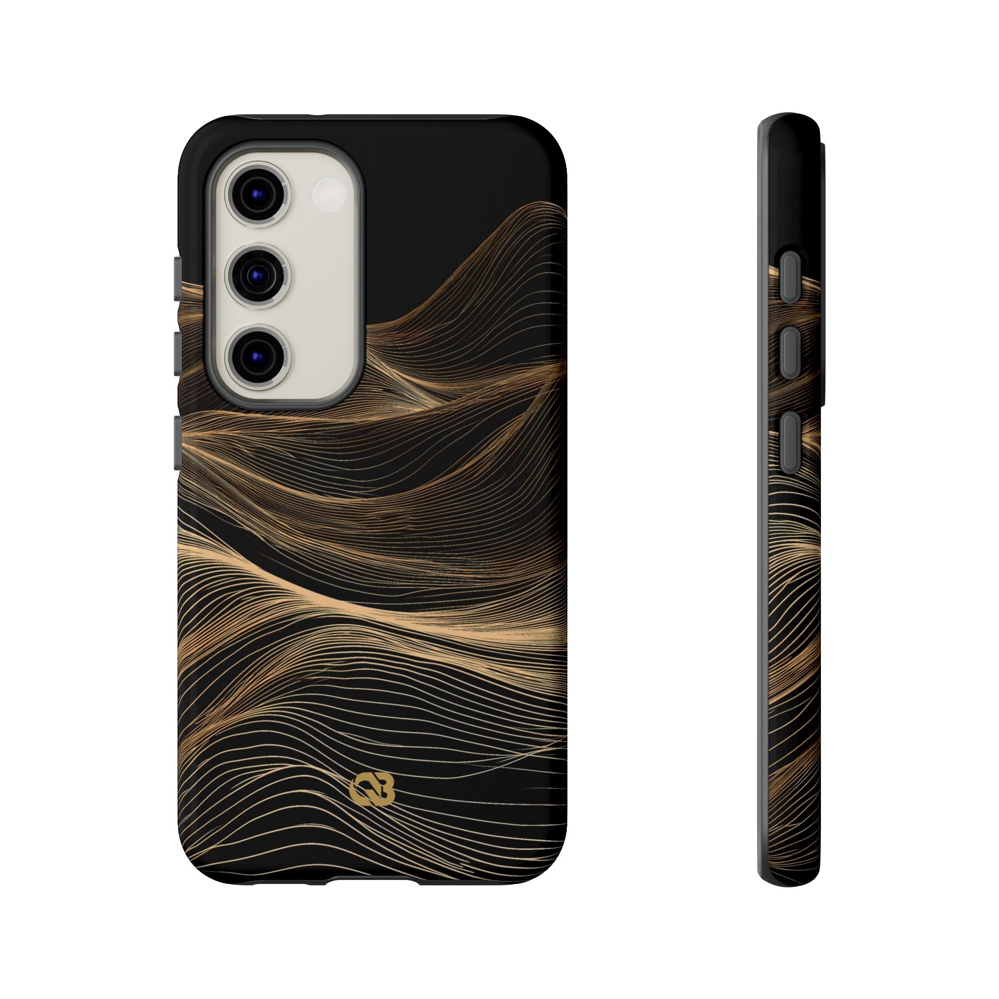 Black Tough Phone Case for Samsung - Copper Topo Ridge
