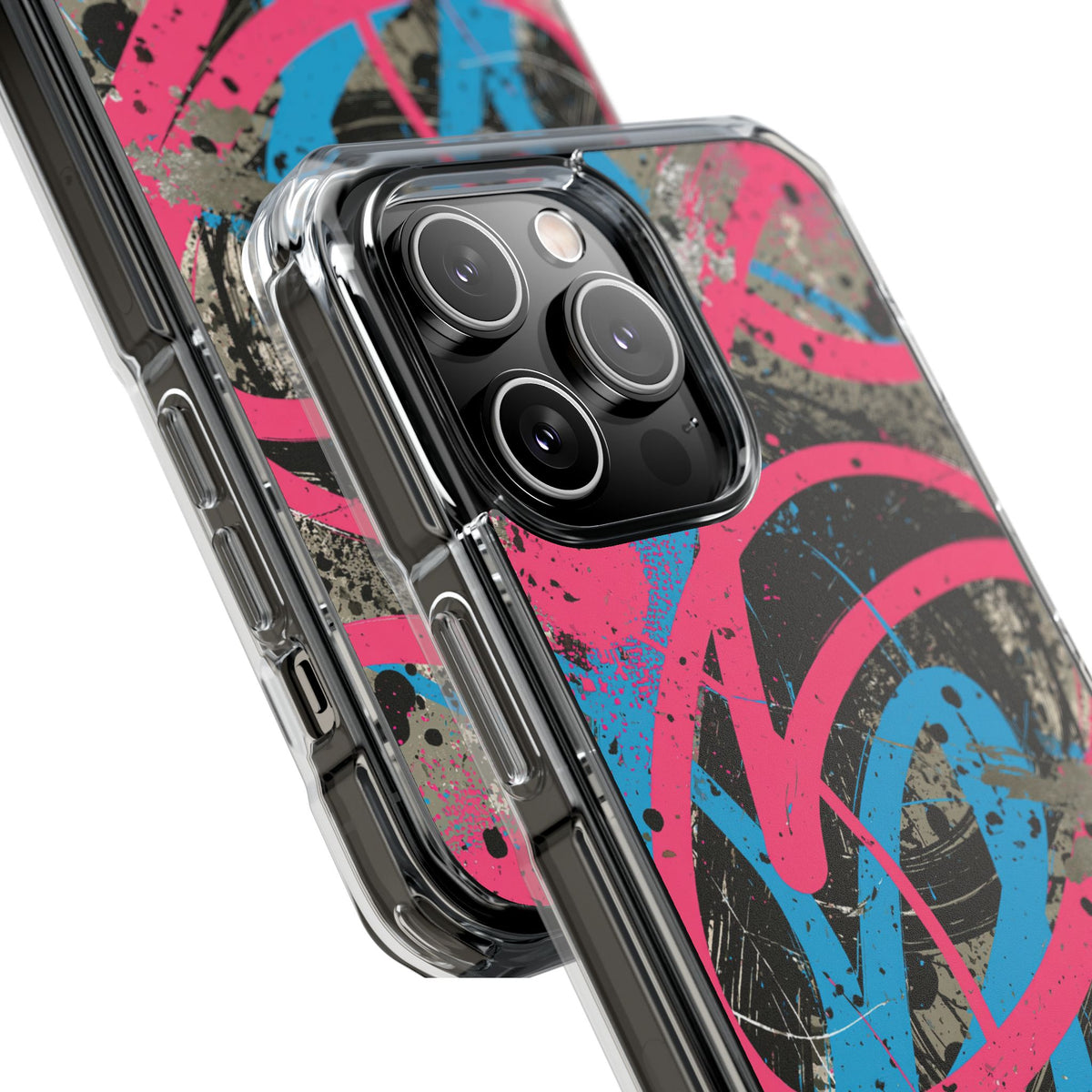 Cyber Splatter Flow · Clear Impact Magnetic Phone Case for iPhone · Pink