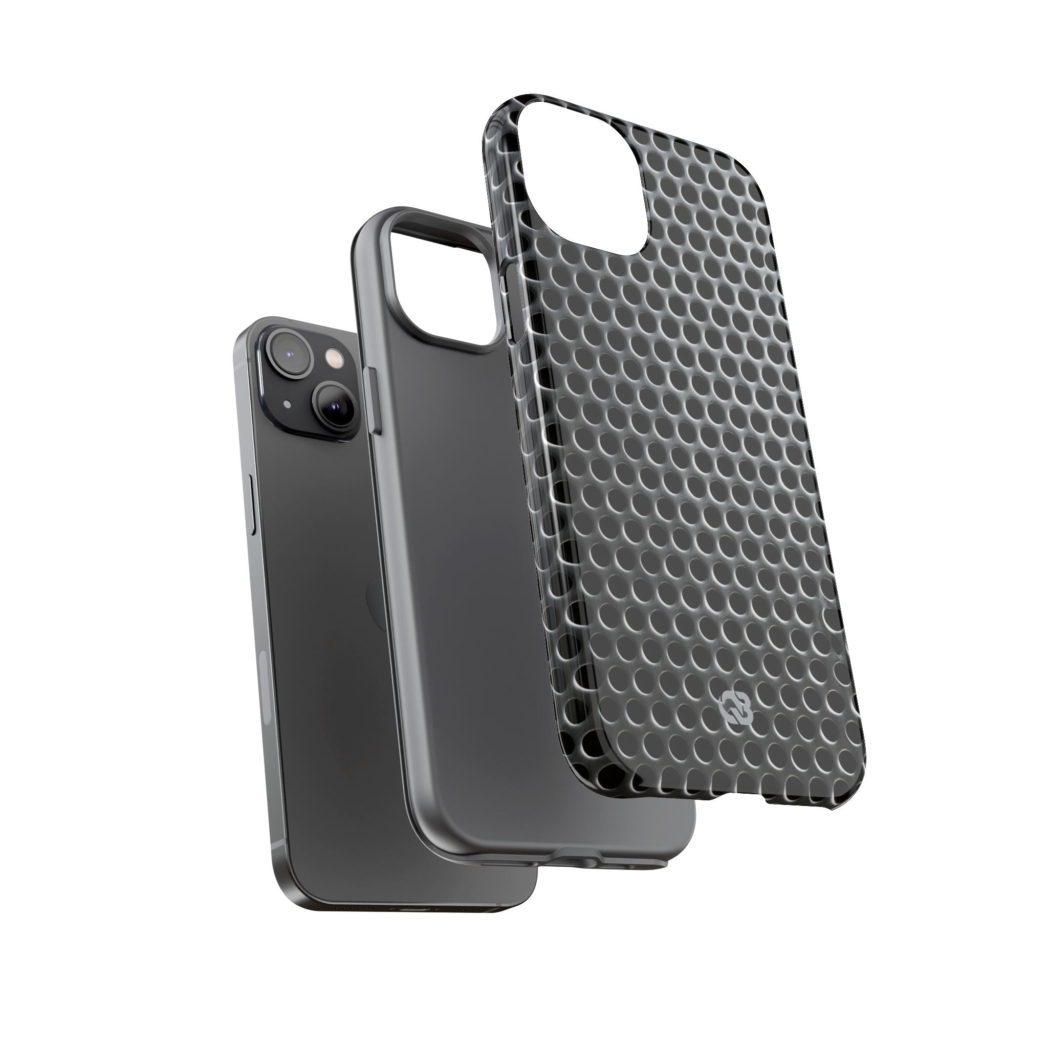Silver Tough Phone Case for iPhone - Brutalist Steel Mesh