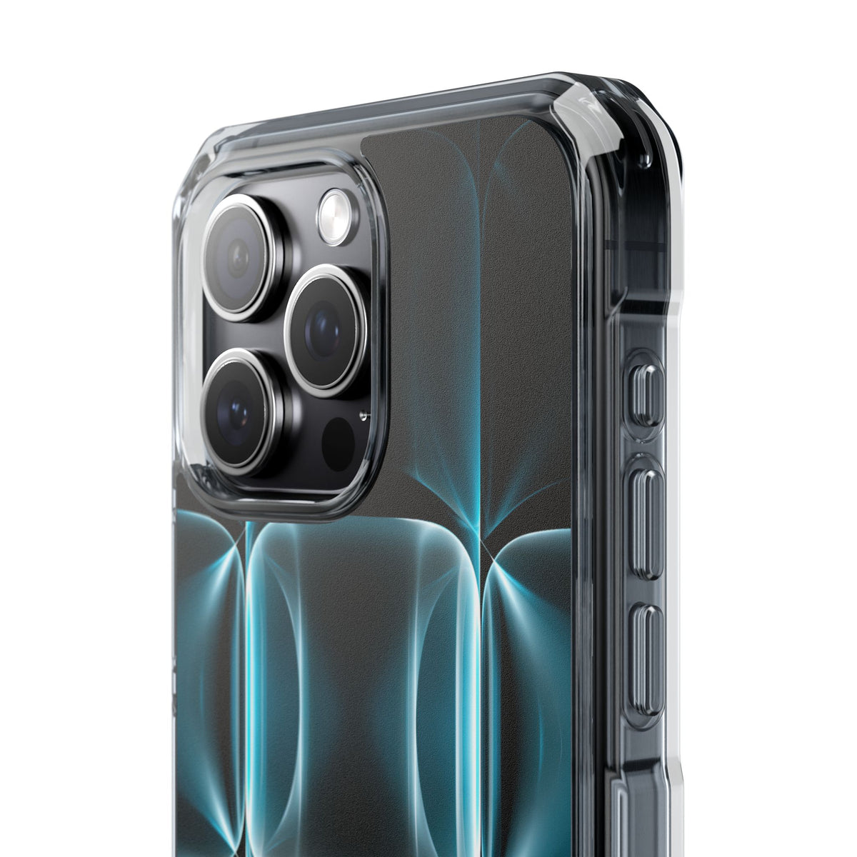 Translucent Cyber Grid · Clear Impact Magnetic Phone Case for iPhone ·  Teal