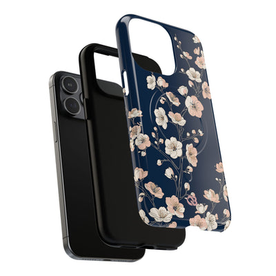 Blue Tough 2.0 Magsafe Phone Case for iPhone - Midnight Peach Sakura