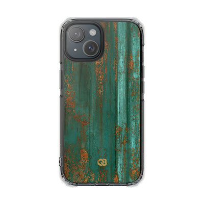 Teal Impact MagSafe Phone Case for iPhone - Verdigris Copper Siding