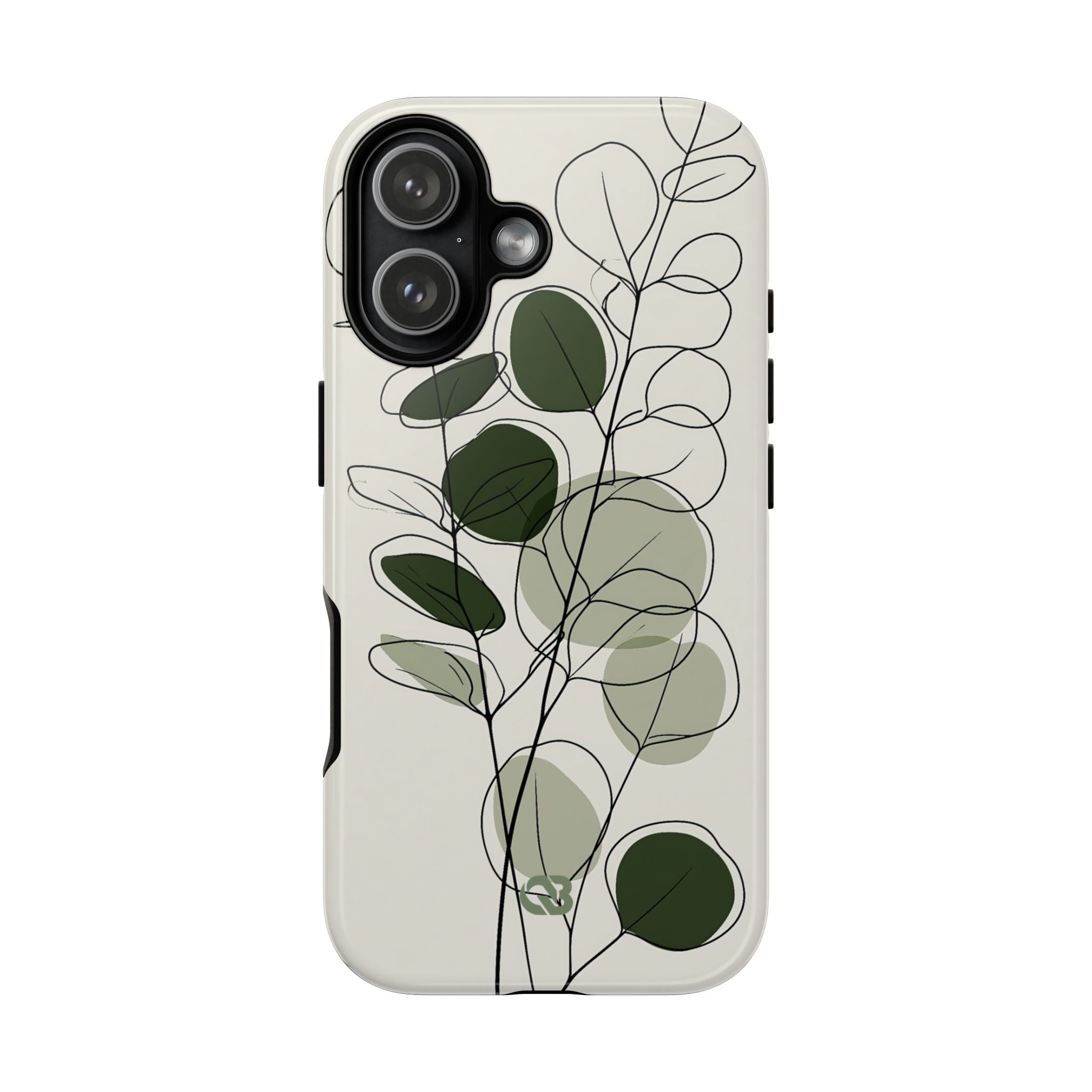 Green Tough Phone Case for iPhone - Muted Eucalyptus Sketch