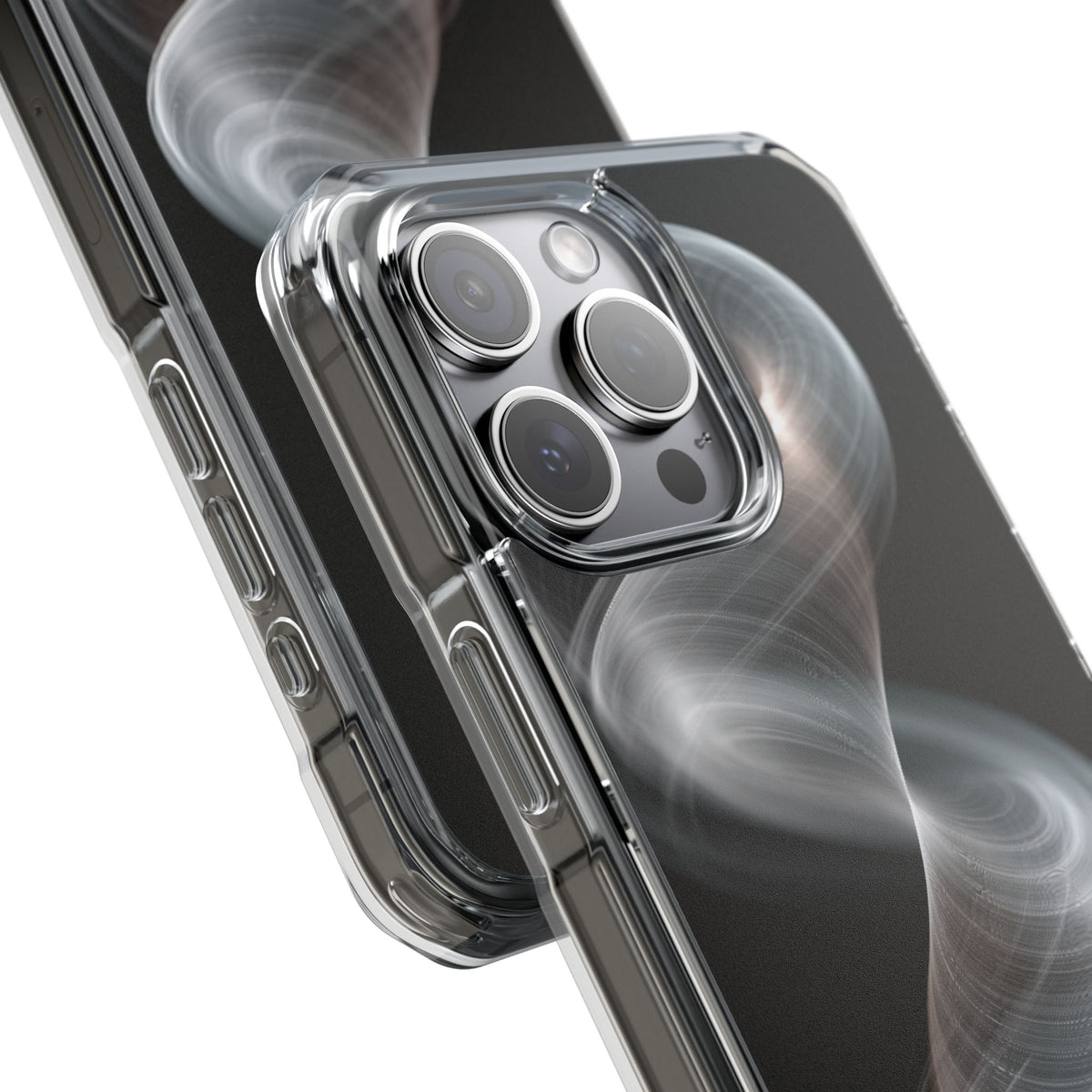 Luminous Vortex · Clear Impact Magnetic Phone Case for iPhone · Black