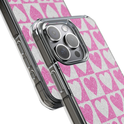 Kimalteleva sydänruudukko iPhone 15 Pro Max - Impact suojakotelo