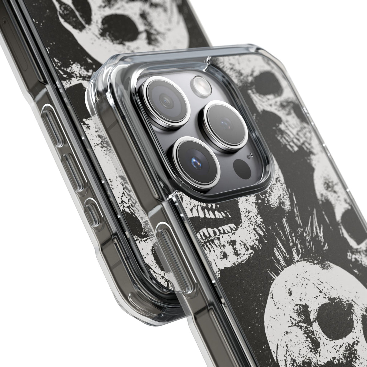 Punk Skull Riot · Clear Impact Magnetic Phone Case for iPhone · Black